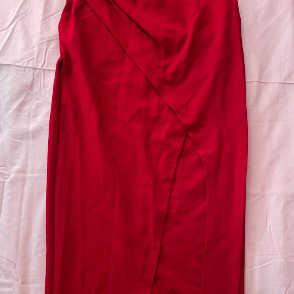 Fashion Nova Red Heart-Shaped Strapless Dress with slit - Picture 3 of 5